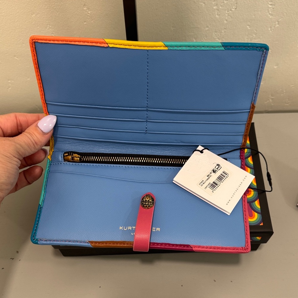 NWT Kurt Geiger Multicolor Leather Stripe Wallet - Picture 3 of 3